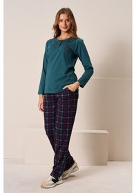Resim Remsa Kadın Penye Uzun Kol Pijama Takımı 3196 Zümrüt01 Zümrüt01 