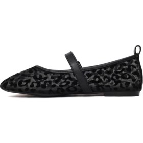 Resim Derimod Kadın Siyah Leopar Desenli Kumaş Babet 26PFE49466F 