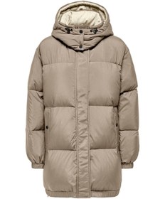Resim Only Oversize Kapüşonlu Midi Şişme Mont - Kışlık Günlük - Siyah / S 