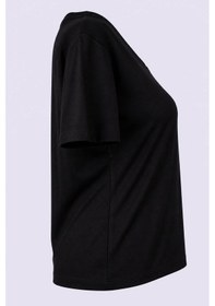 Resim Trender V Yaka Siyah Kadın T-shirt 1066 