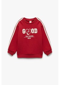 Resim Koton Kız Bebek Uzun Kollu Şardonlu Şerit Detaylı Nakışlı Bisiklet Yaka Sweatshirt Bordo 