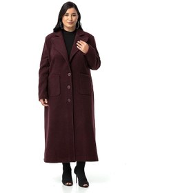 Resim Disentis Büyük Beden Ceket Yaka Torba Cepli Astarlı Uzun Bordo Kaşe Kaban-bordo Bordo 