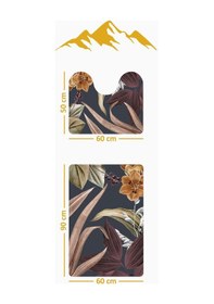 Resim Modern Desenli Dijital Baskı 3 Lü Banyo Paspas Takımı Yıkanabilir Kaymaz Tabanlı Klozet Takımı Klz0024 Renkli 