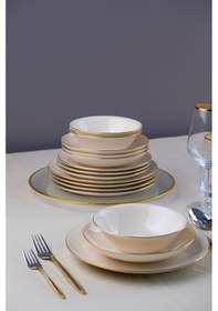 Resim Tabak Evi Chic Altın Yaldız Porselen Yemek Takımı 24 Parça 6 Kişilik Beyaz - Altın 