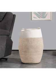 Resim Mavaux Themis Çamaşır Sepeti, Kirli Elbise Sepeti, Hasır Pamuk Halat Uzun Çamaşır Sepeti, Ev Dekoru Jütbeyaz 