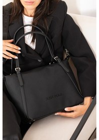 Resim Just Polo Kadın Orijinal Just Polo Büyük Boy Lakost Kumaş Lüks El Ve Omuz Çantası Shopper 27 X 32 Cm Siyah 