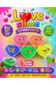 Resim ümit toys Love Slime Florsan 5’li Set - Parlak Şeffaf Yumuşak Esnek Slime Oyuncak 