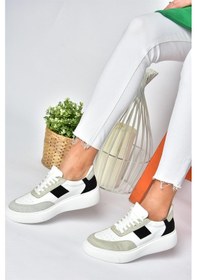 Resim Fox Shoes P274048809 Beyaz/Siyah Günlük Kadın Spor Ayakkabı Sneakers Beyaz - Siyah 