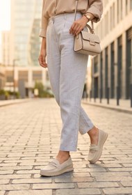 Resim Aura Comfort - Ortopedik Tabanlı Işıltı Detaylı Kadın Krem Günlük Casual Loafer Ayakkabı 