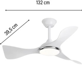 Resim Huzur Elektrik Kumandalı 3 Kanatlı Ledli Tavan Vantilatörü Beyaz Renk 