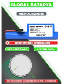 Resim Beko Rs 2121 Uyumlu Robot Süpürge Bataryası 10.8v 2600mah Li-ion Pil Kapasite 