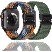 Resim 1pc Naylon Örgülü Esnek Spor Kol Saati Bilekliği için for apple Watch, Ayarlanabilir Esneklik ile Paraşüt Kancası, Yumuşak Poliamid Kordon, Su Geçirmez Olmayan, Kancalı ve Düğümlü Bağlantı Elemanı, Seri 1-10, SE, Ultra ile Uyumlu - Dalga Desenli Tasarım Erkek ve Kadınlar için 