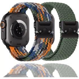 Resim 1pc Naylon Örgülü Esnek Spor Kol Saati Bilekliği için for apple Watch, Ayarlanabilir Esneklik ile Paraşüt Kancası, Yumuşak Poliamid Kordon, Su Geçirmez Olmayan, Kancalı ve Düğümlü Bağlantı Elemanı, Seri 1-10, SE, Ultra ile Uyumlu - Dalga Desenli Tasarım Erkek ve Kadınlar için 