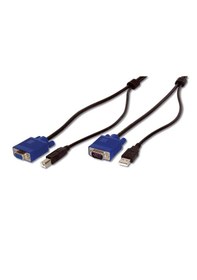 Resim Kvm Keyboard/video Monitor/mouse İçin Ahtapot Kablo, 3 Metre, Siyah Renk, 1 X Vga Hddb15 Erkek, 1 X Usb A Erkek Klavye Ve Mouse &lt &gt 1 X Vga 