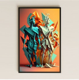 Resim Ateş Ve Buz Figürlü Soyut Şeffaf Pleksi Tablo 