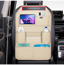 Resim Bod Oto Koltuk Arkası Deri Eşya Düzenleyici Araç İçi Organizer 1 Adet-Bej 