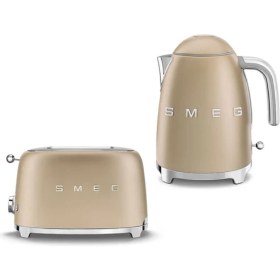 Resim smeg Su Isıtıcılar 50's Style ve 2x1 Ekmek Kızartma Makinesi Mat Gold KLF03-TSF01CHMEU 