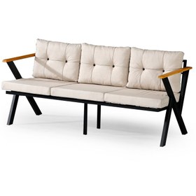 Resim Dekoroom's Zeta Üçlü Metal Koltuk Berjer Düz Süngerli Krem 