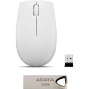 Resim Lenovo 300 Kablosuz Mouse + Adata UV210 USB 2.0 Flash Bellek 