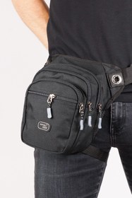 Resim Motiva Unisex Siyah Bel Bacak Omuz Motosiklet Kurye Scooter Seyahat Çantası Bodybag Çok Gözlü Gri Siyah 