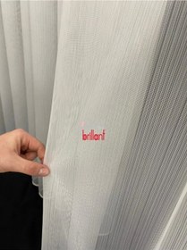 Resim Tül Perde Brillant İnce Çizgili Etek Kurşunlu 