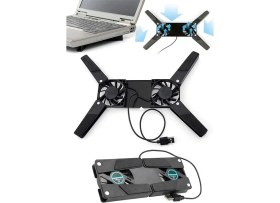 Resim FourForce Ultra Küçük Katlanabilir Dizüstü Bilgisayar Soğutucu, Şık Tasarım, 2 Fan, USB Bağlantılı, Siyah Plastik Ayaklar 