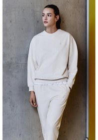 Resim Tommy Life Bej Basic Pamuklu O Yaka Oversize Lastik Paça Kadın Eşofman Takım - 95287 Bej 