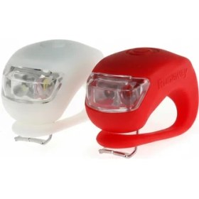 Resim Bisiklet Fener Seti 2li Silikon LED Işık 3 Mod Su Geçirmez Beyaz Kırmızı 