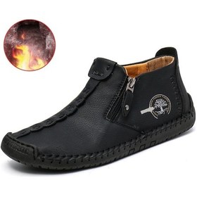 Resim Sones Erkek Martin Boots Büyük Beden Botlar Eğlence Takım Botları Siyah Artı Kadife Çok Renkli 