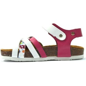 Resim Bayrak 1055 Hakiki Deri Pembe Cırtlı Ortopedik Kız Bebek Sandalet Pembe 
