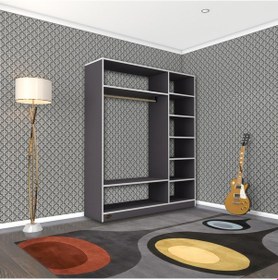 Resim Kenzlife giysi dolabı dursun 180*150*40 gri gardırop 