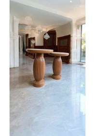 Resim Simillo Kahverengi Masif Ahşap Yan Sehpa 2 Li Doğal Zigon Ve Fiskos Sehpa Seti Kahverengi 