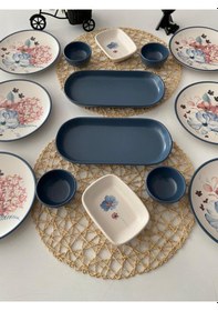 Resim Keramika Takım Kahvaltı Blue Flowers 14 Parça 6 Kişilik 