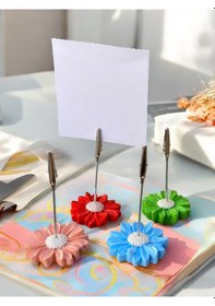 Resim 4 Renkli Papatya Fotoğraf Not Tutacağı Ofis Masası Hediyelik Tutucu Renkli 