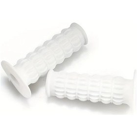 Resim Dashanshop Motorsiklet Retro Beyaz Kaymaz Tutamak Gidon Kabzalari Gaz Kolu Kaplari 