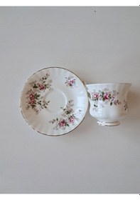 Resim Lavender Rose Bone China England Antika Duble Boy Kahve Fincanı Lavanta Lavanta 