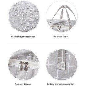 Resim Tongxida Pamuklu Keten Çizgili Toz Geçirmez Yatak Örtüsü Ve Yastık Saklama Çantası - Büyük Boy 