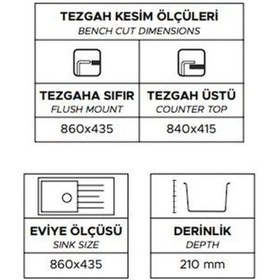 Resim Real Stone Real Stone P011 Assos 86 XL Siyah Granit Eviye 86 x 43.5 CM Tezgah Üstü 