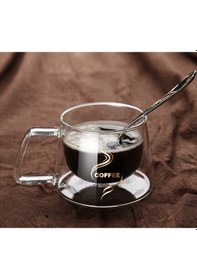 Resim Çift Camlı Katmanlı Çift Cidarlı Coffee Kupa Fincan 200 ML 