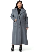 Resim Büyük Beden Ceket Yaka Torba Cepli Astarlı Uzun Mavi Kaşe Kaban-mavi Mavi 