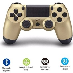 Resim Ps4-pc-android Box-android-ıos Telefon Tablet Uyumlu Titreşimli Bluetooth Oyun Kolu Gold 