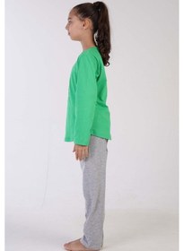 Resim Kız Çocuk Uzun Kol Yeşil Pijama Takımı C3t0n7o122 001 