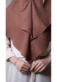 Resim Hürrem Bone Kiremit Pratik Hazır Geçmeli Tesettür Eşarp Pamuk Caz Kumaş Çift Katlı Düz Hijab 2303 05 