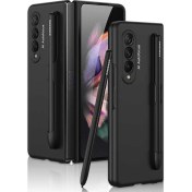 Resim Canpay Samsung Galaxy Z Fold 3 Uyumlu Kılıf 180 Degree Open-Close Cover Case With Sliding Pen Slot Compartment 