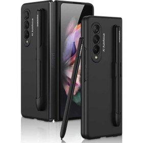Resim Canpay Samsung Galaxy Z Fold 3 Uyumlu Kılıf 180 Degree Open-Close Cover Case With Sliding Pen Slot Compartment 