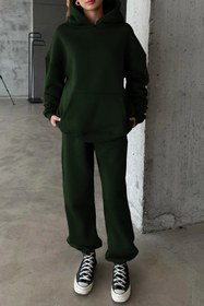 Resim CMZ COLLECTİON Kadın Oversize 3 İplik Polar Sweat Eşofman Takımı - Kapüşonlu Rahat Kalıp (17 Renk Seçeneği) 