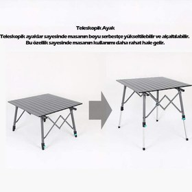 Resim Katlanabilir Alüminyum Kamp Masası - Akordion - Madfox Skylite - Siyah - 546249 