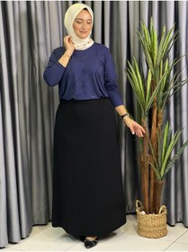 Resim Butik büyük beden Düz Krep Etek 