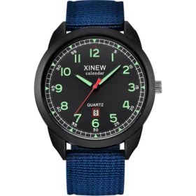 Resim Hanyang D Xınew Erkekler Basit Lüks Naylon Kayış Izle Erkek Basit Takvim Aydınlık Arama Açık Kuvars Izle Relogio Masculino Relogio (Yurt Dışından) 