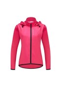 Resim Wosawe Bisiklet Ceketi Kadın Rüzgar Geçirmez Kapşonlu Bisiklet Sürme Ceket Bayanlar Koşu Spor Giyim Pembe 